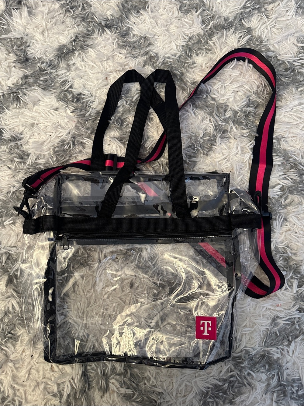 T-Mobile Clear Stadium Tote with Striped Strap (NEW)